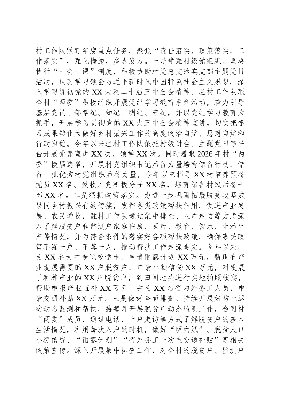 XX村驻村工作队2024年度工作总结_第2页