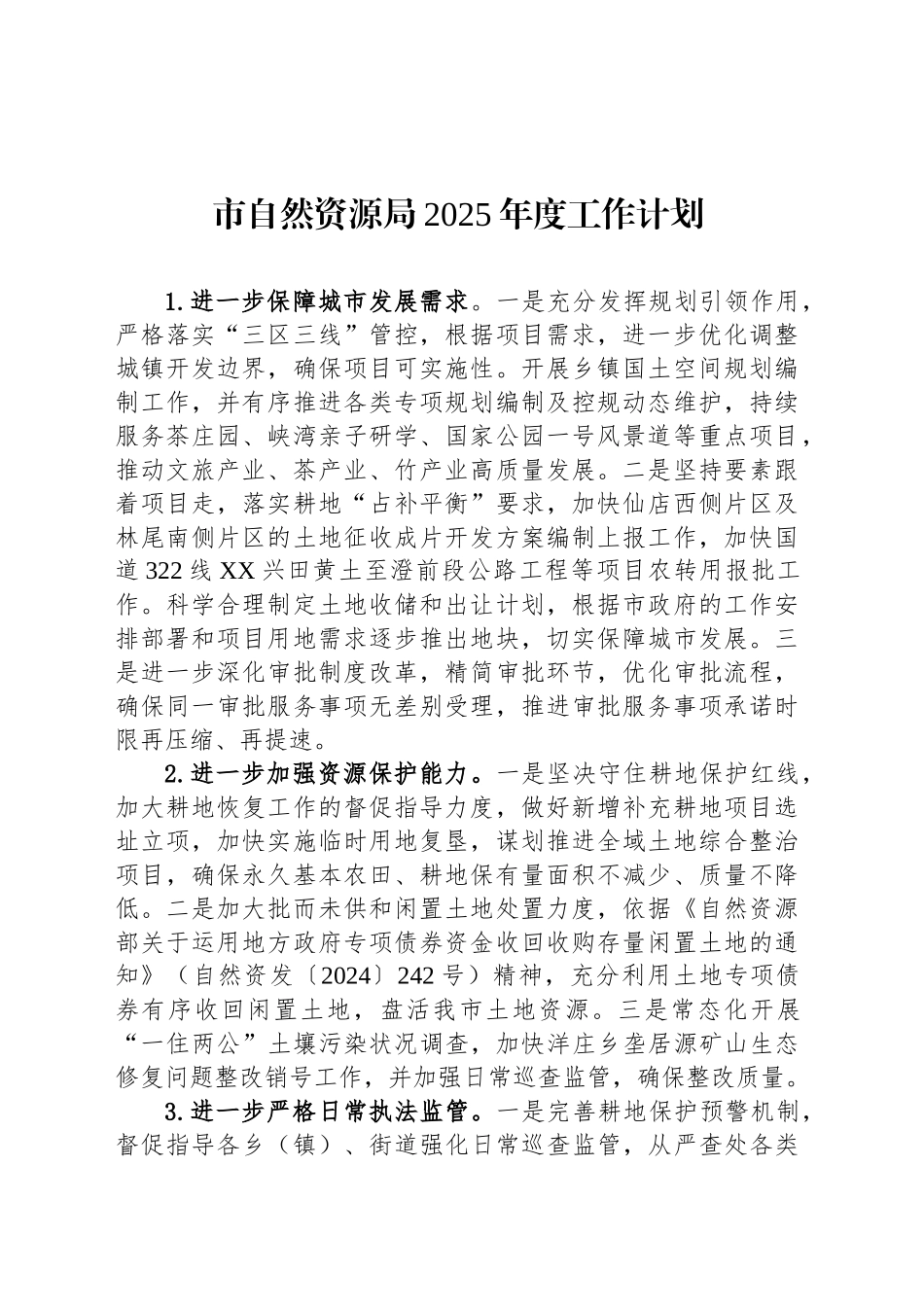 市自然资源局2025年度工作计划_第1页