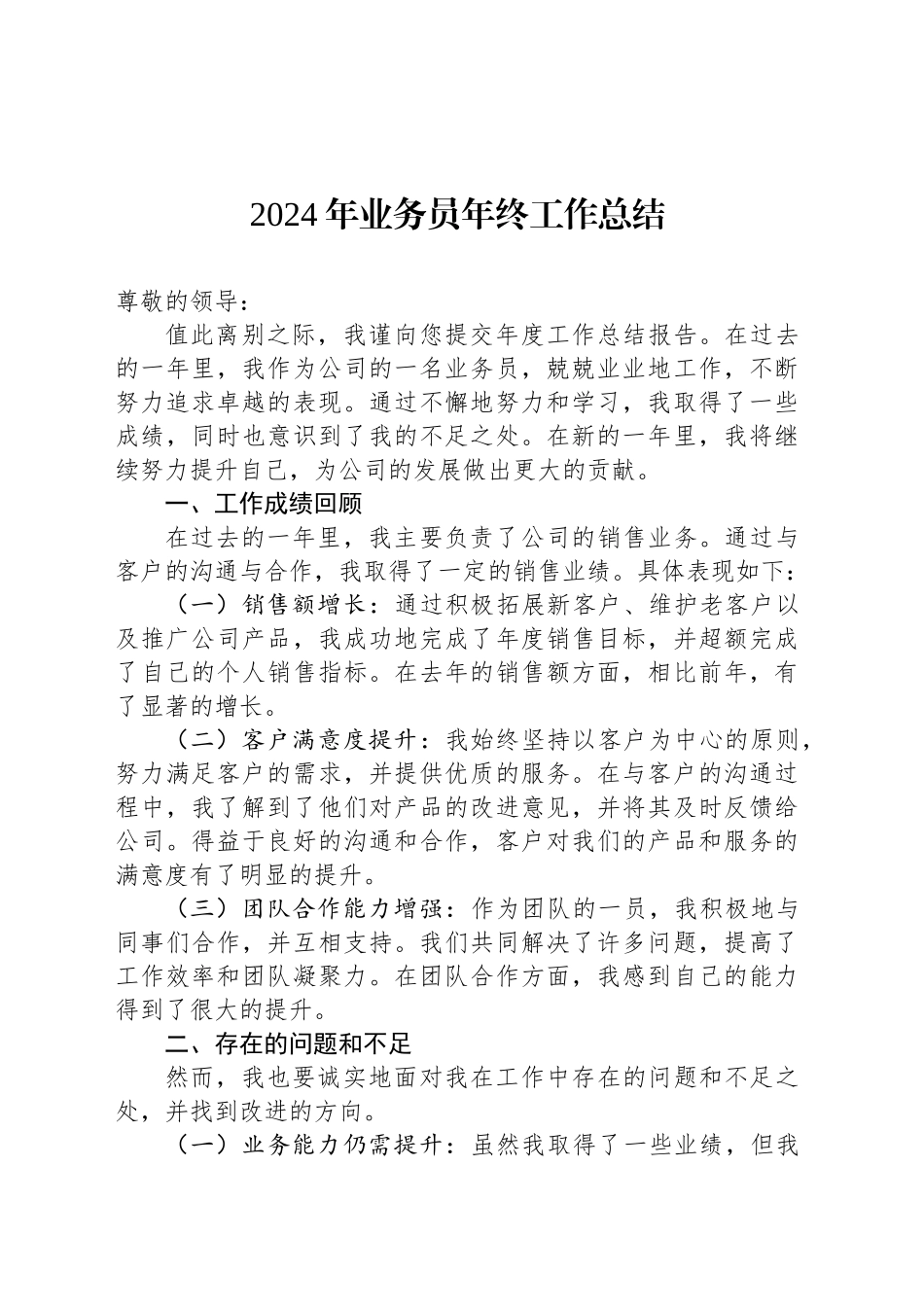 2024年公司业务员年终工作总结范文_第1页