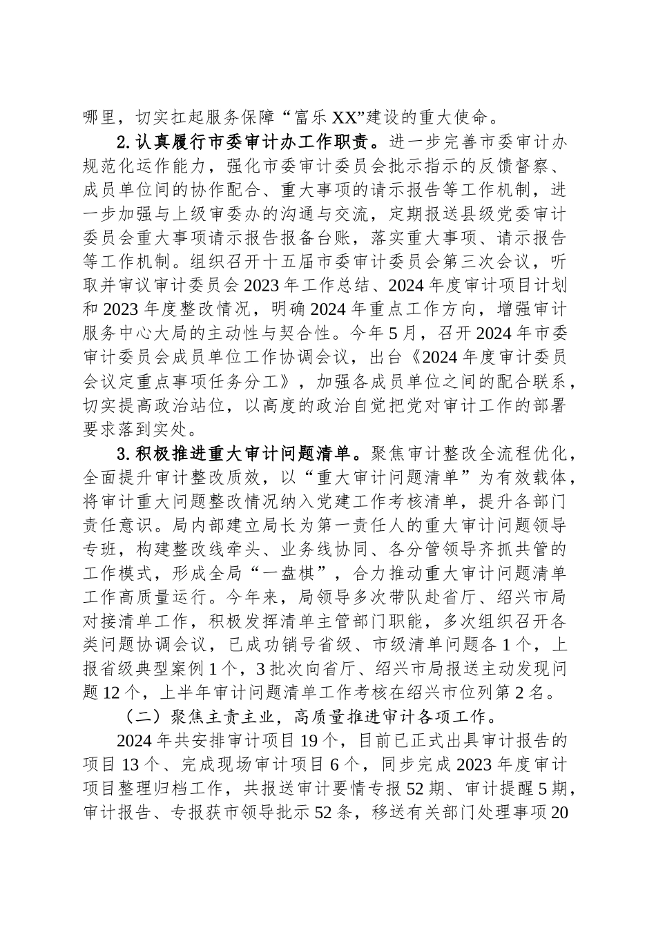 市审计局2024年工作总结和2025年工作思路_第2页