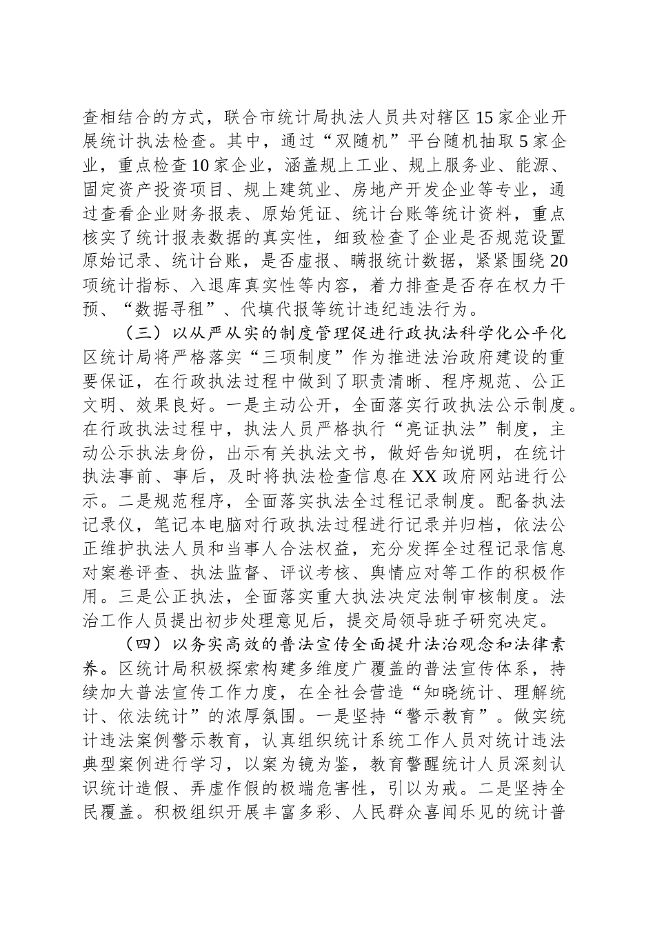 XX区统计局2024年行政执法工作总结_第2页