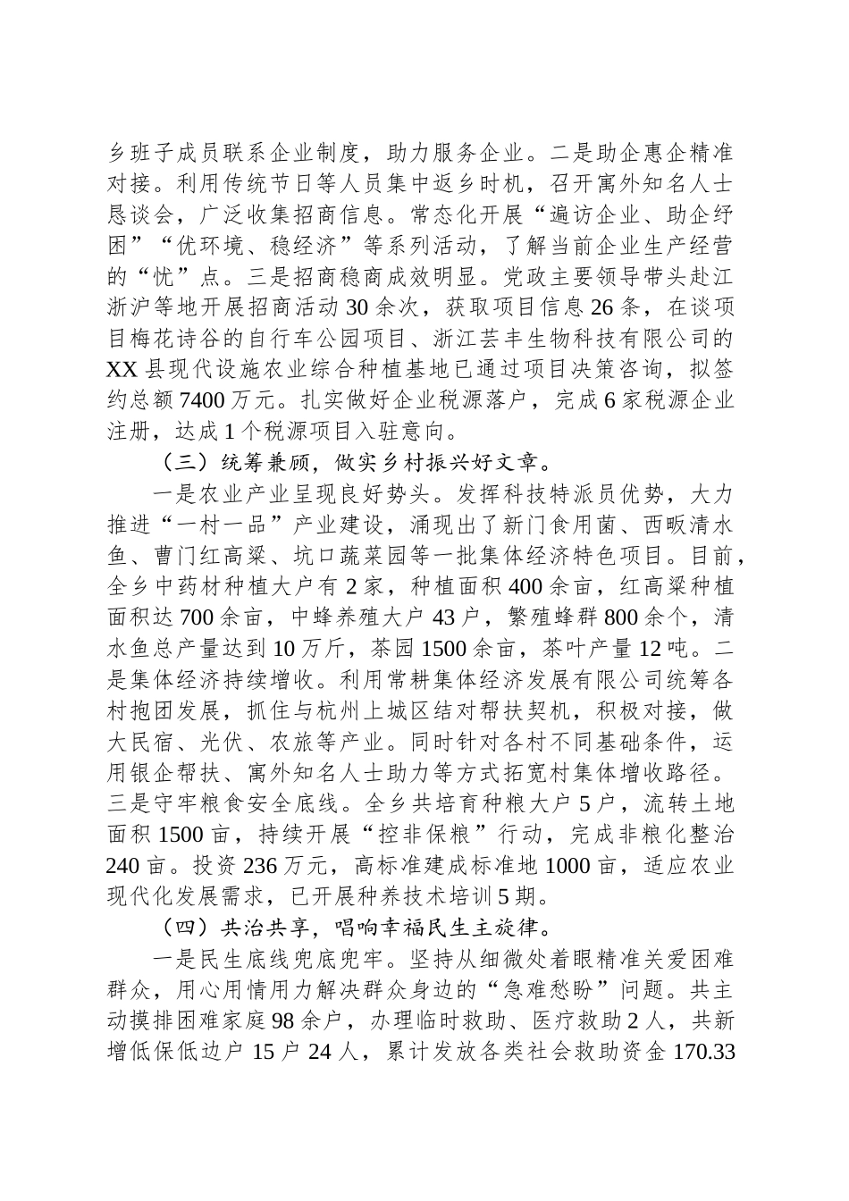 XX县XX乡政府2024年工作总结和2025年工作思路_第2页