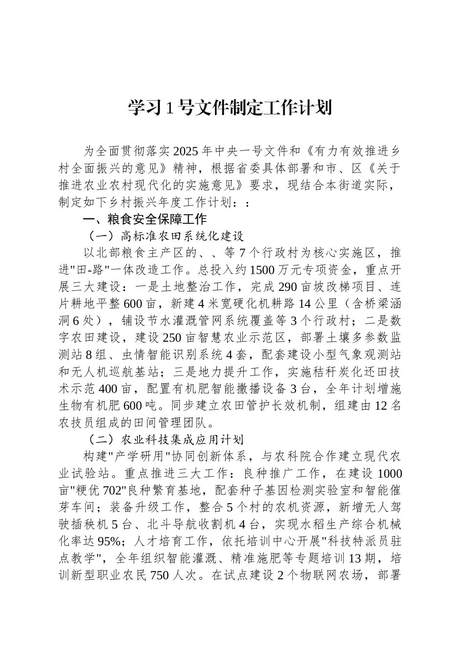 学习1号文件制定工作计划_第1页