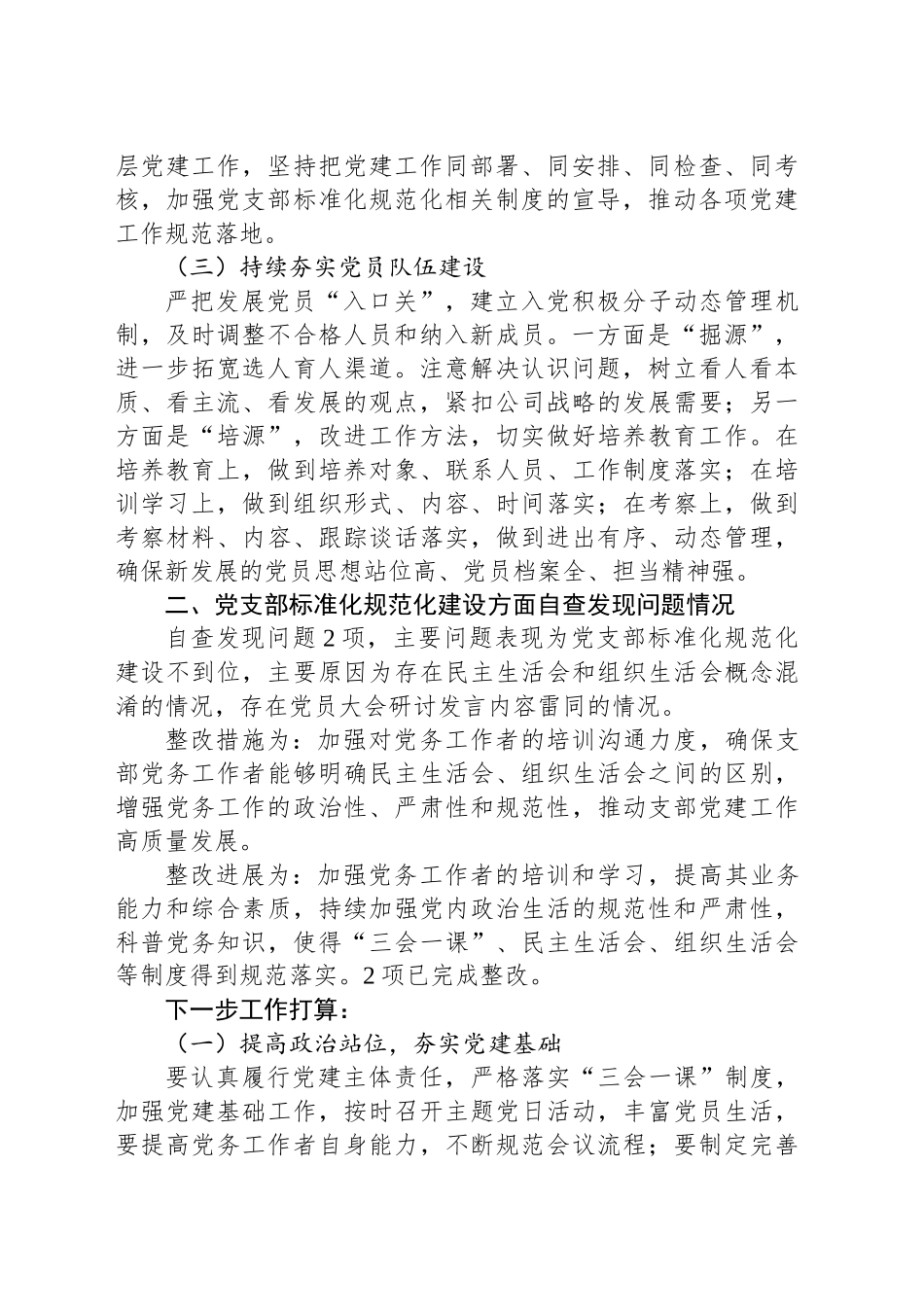 XX公司基层党组织建设自查情况报告_第2页