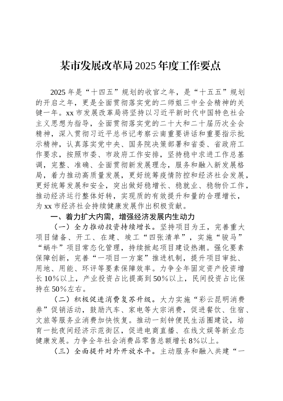 某市发展改革局2025年度工作要点_第1页