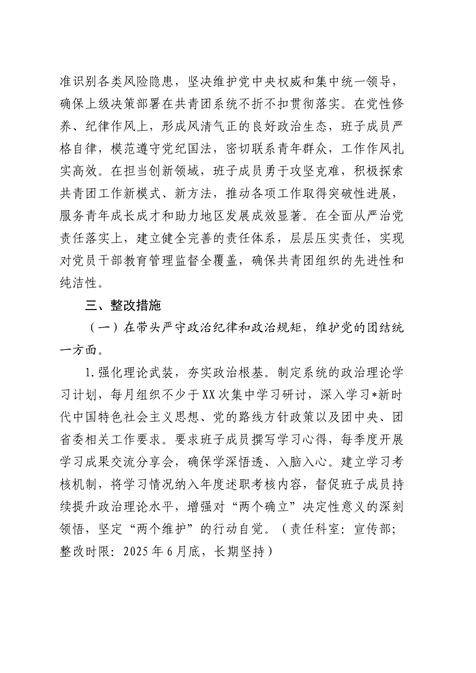 共青团2024年度民主生活会查摆问题整改方案_第2页