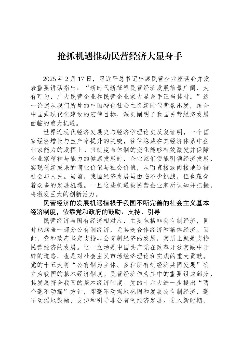 抢抓机遇推动民营经济大显身手_第1页