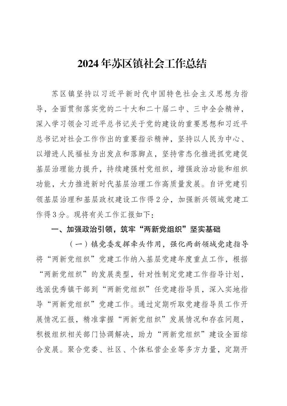 2024年XX镇社会工作总结_第1页