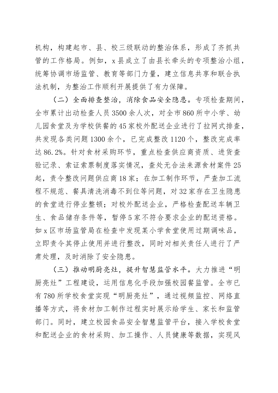 全市“校园餐”突出问题专项整治监督检查情况通报_第2页