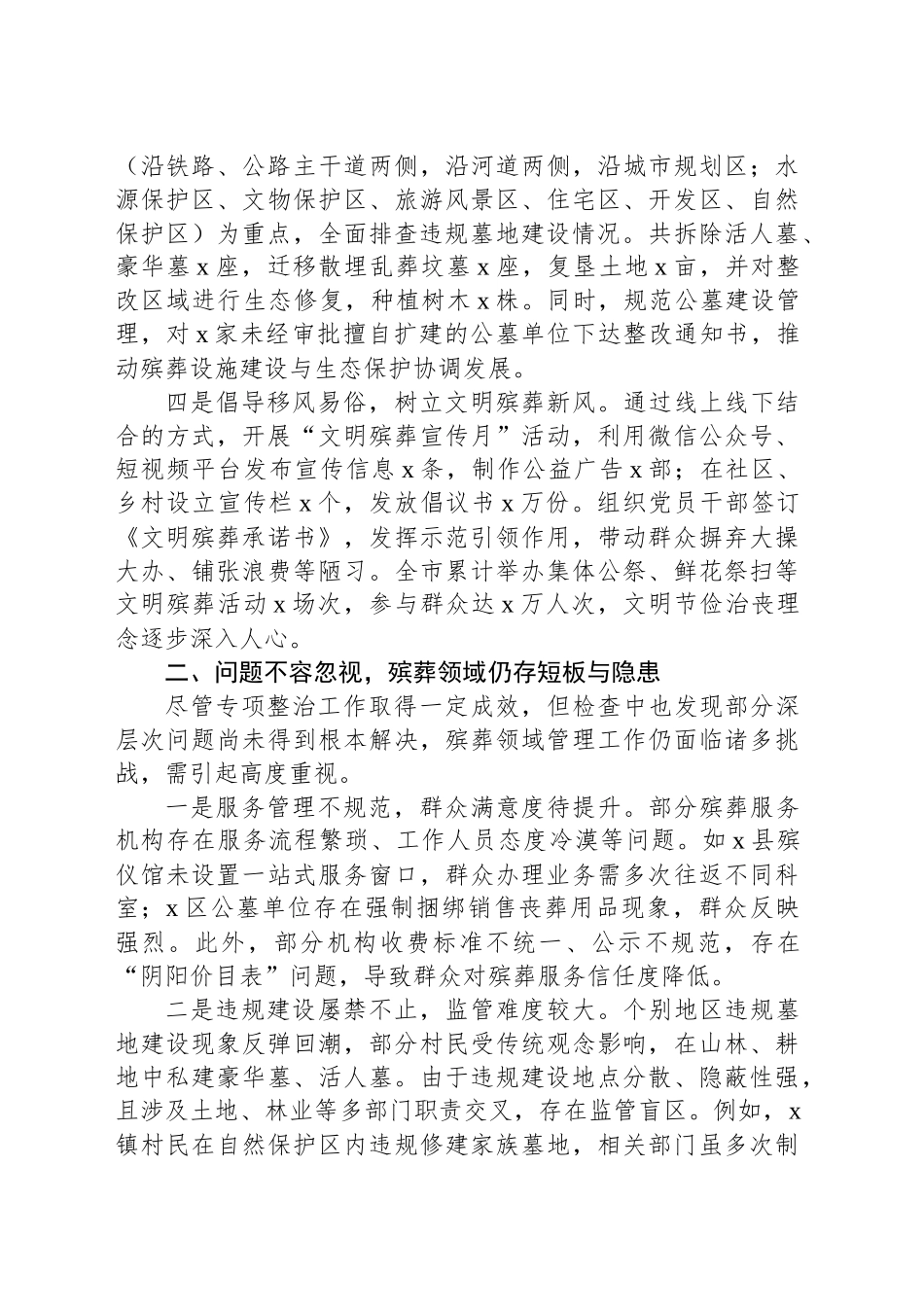 关于殡葬领域突出问题专项监督检查情况通报_第2页