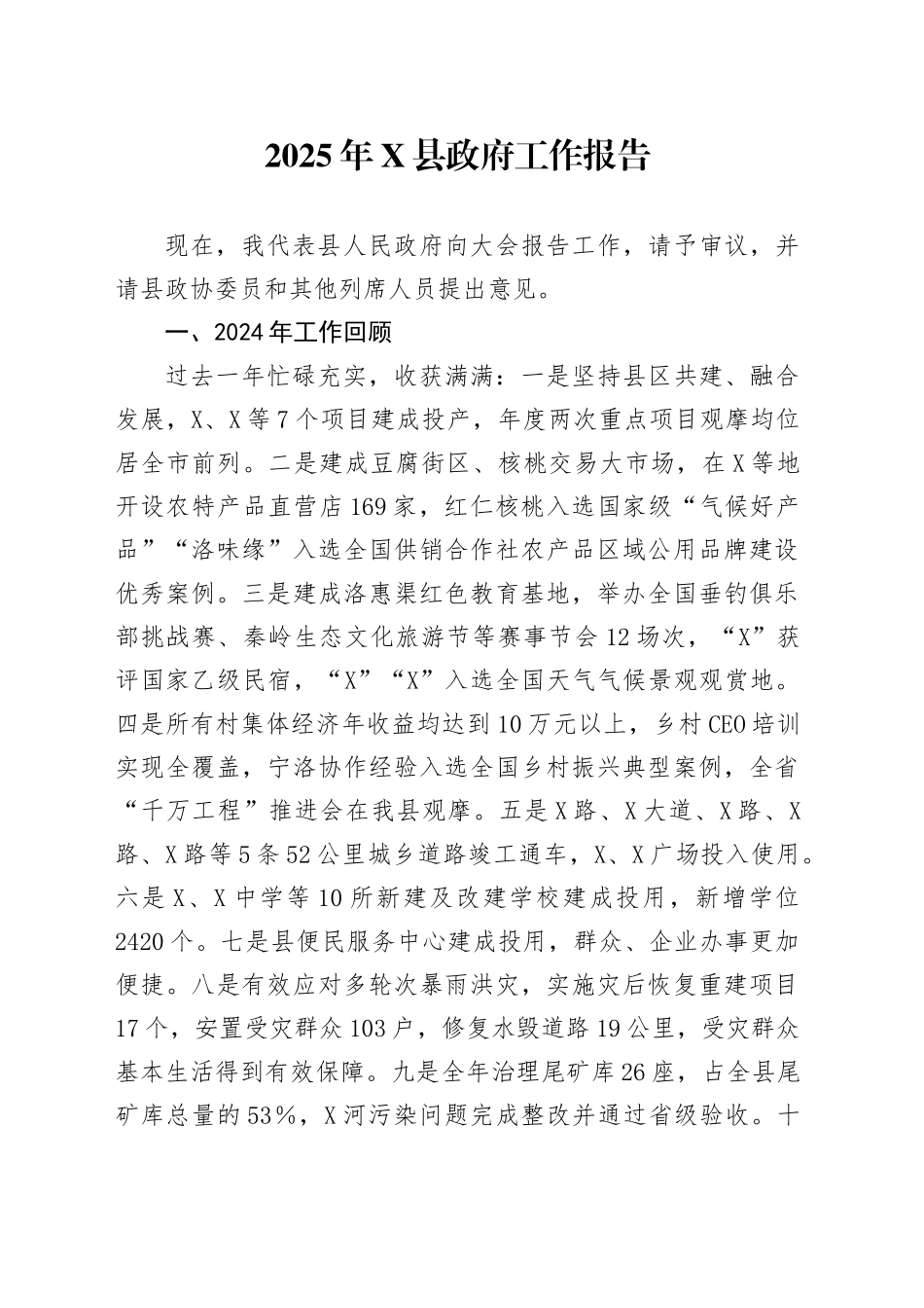 2025年X县政府工作报告_第1页