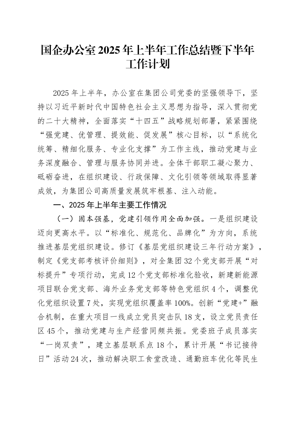 国企办公室2025年上半年工作总结暨下半年工作计划_第1页