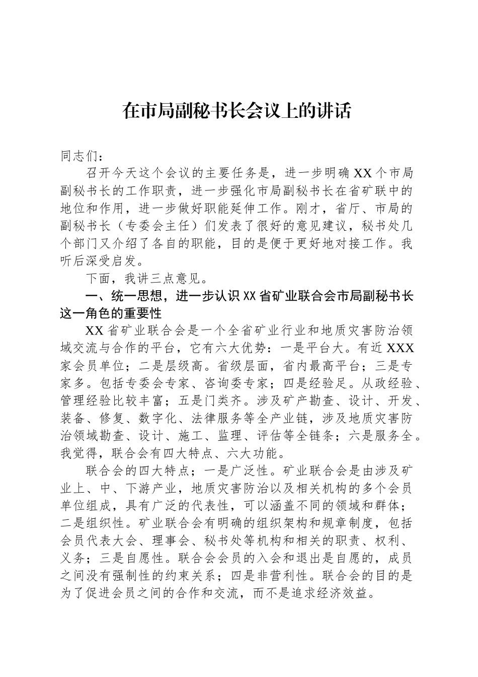 在市局副秘书长会议上的讲话_第1页