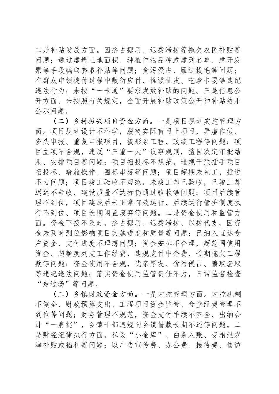 XX市乡村振兴资金使用监管突出问题专项整治工作方案_第2页