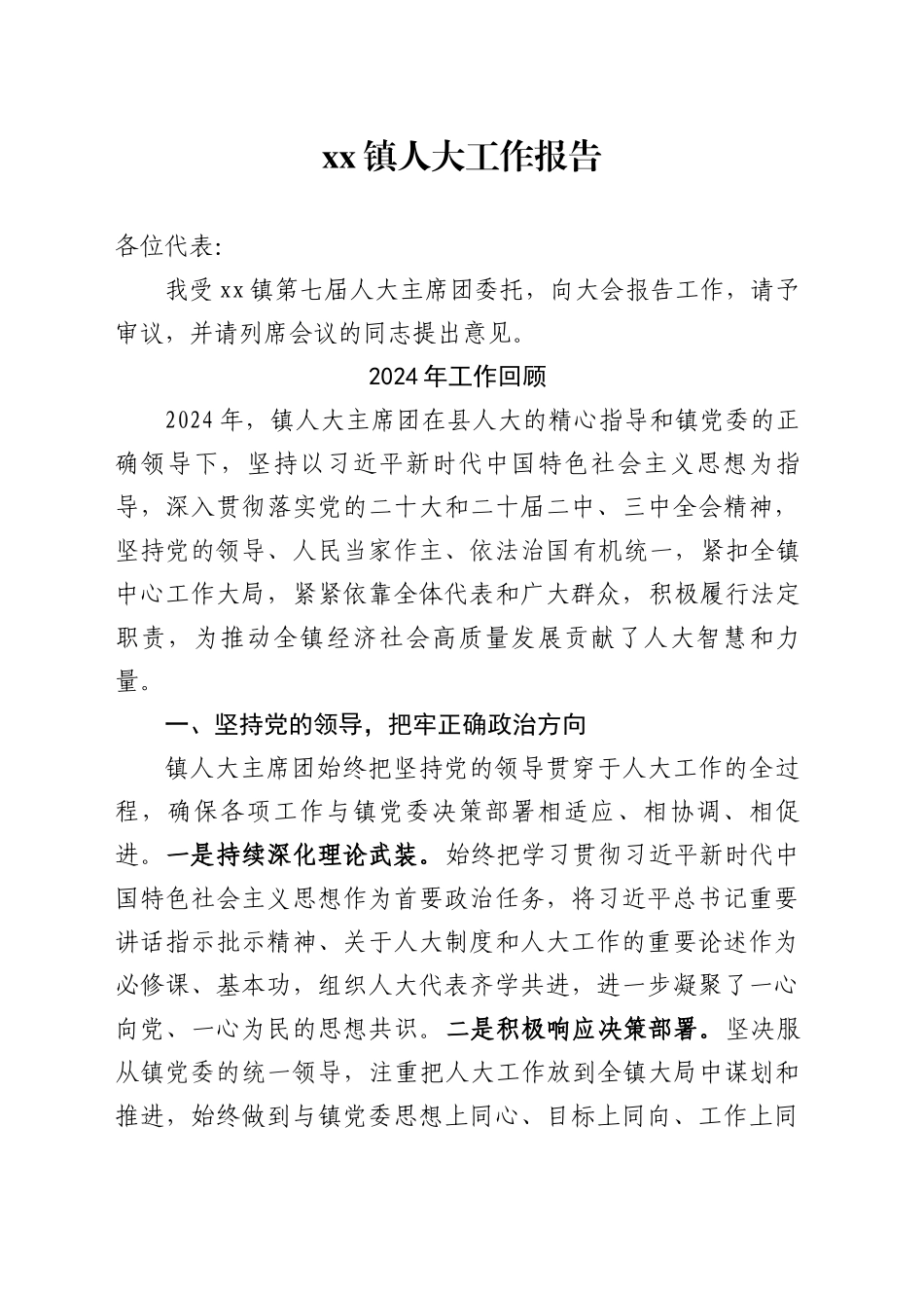 2024年XX镇人大工作报告_第1页