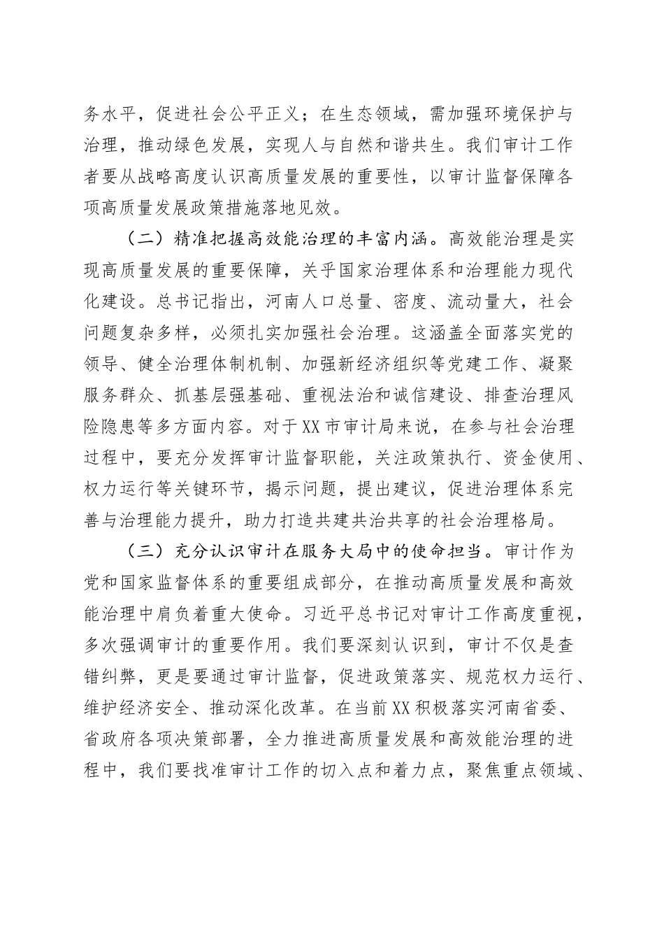 在审计局理论学习中心组专题学习习近平总书记在河南考察时重要讲话精神研讨交流会上的发言_第2页