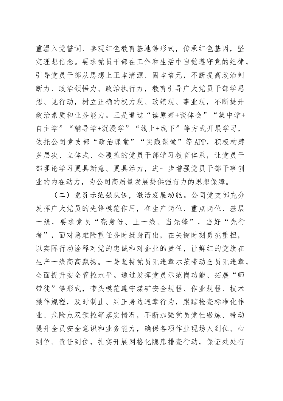 国企党支部上半年落实全面从严治党主体责任工作情况报告_第2页
