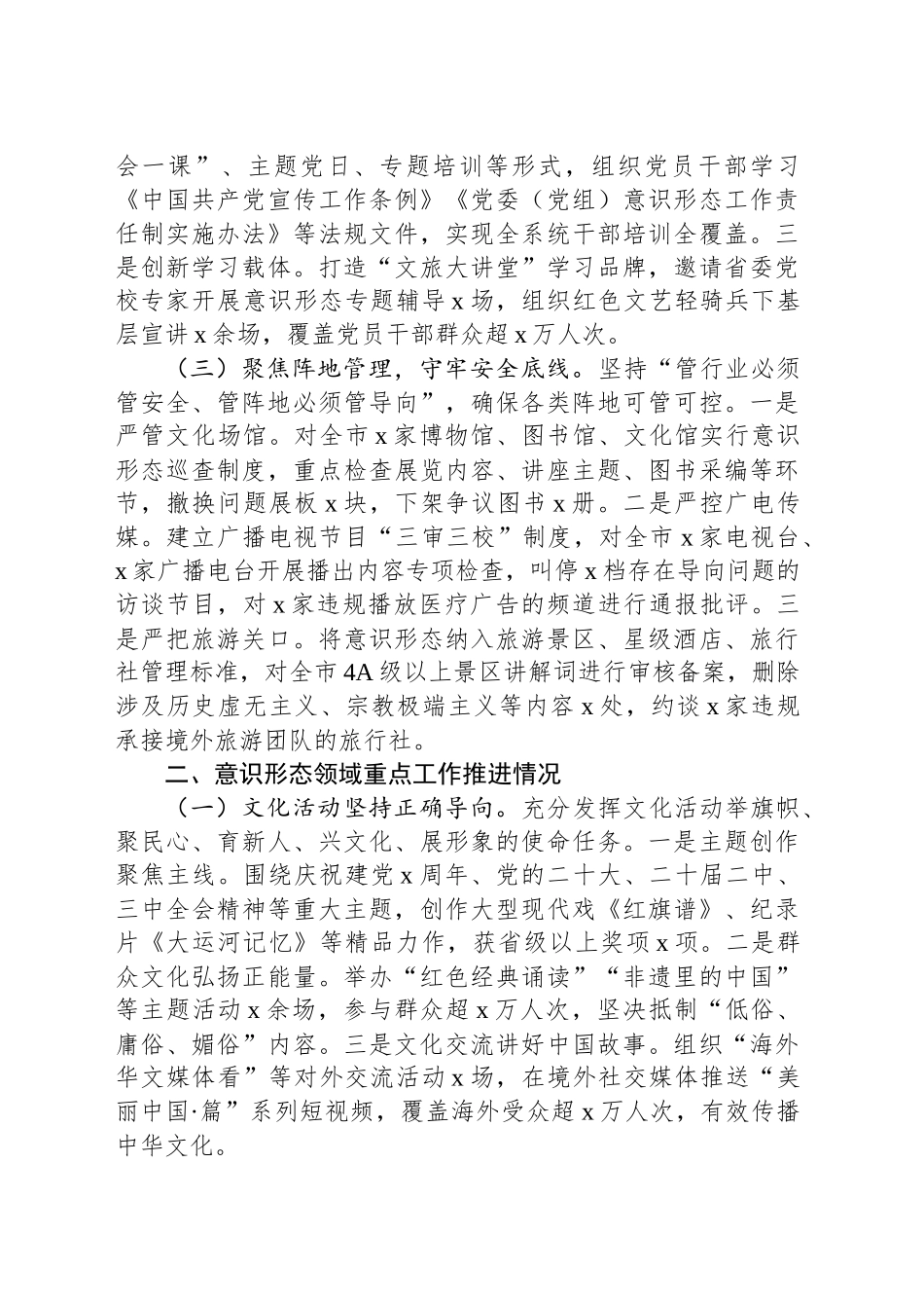 城市文广旅局巡视意识形态工作汇报_第2页