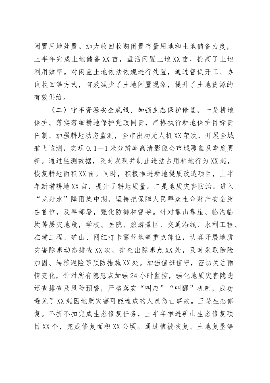 XX市自然资源局2025年上半年工作情况总结_第2页