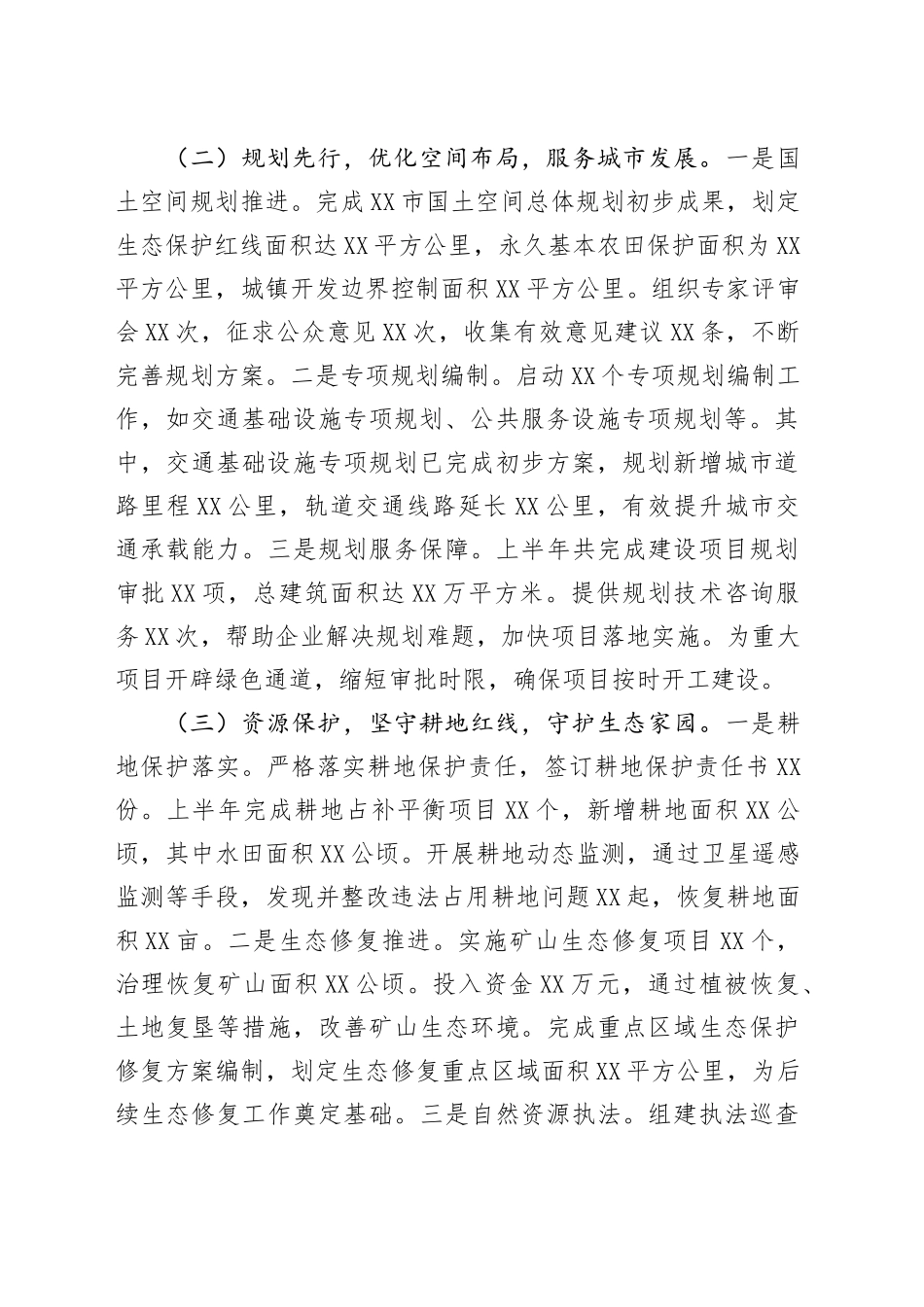 XX市自然资源局党委2025年上半年工作情况总结_第2页