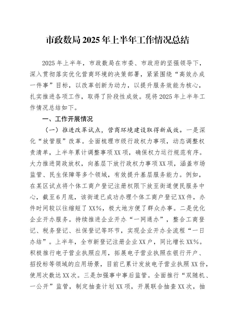 市政数局2025年上半年工作情况总结_第1页