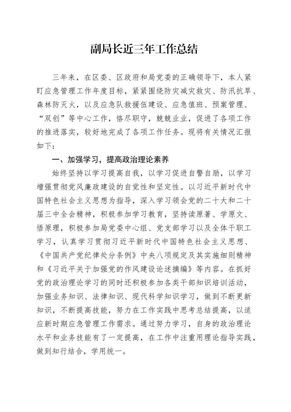 副局长近三年工作总结_第1页