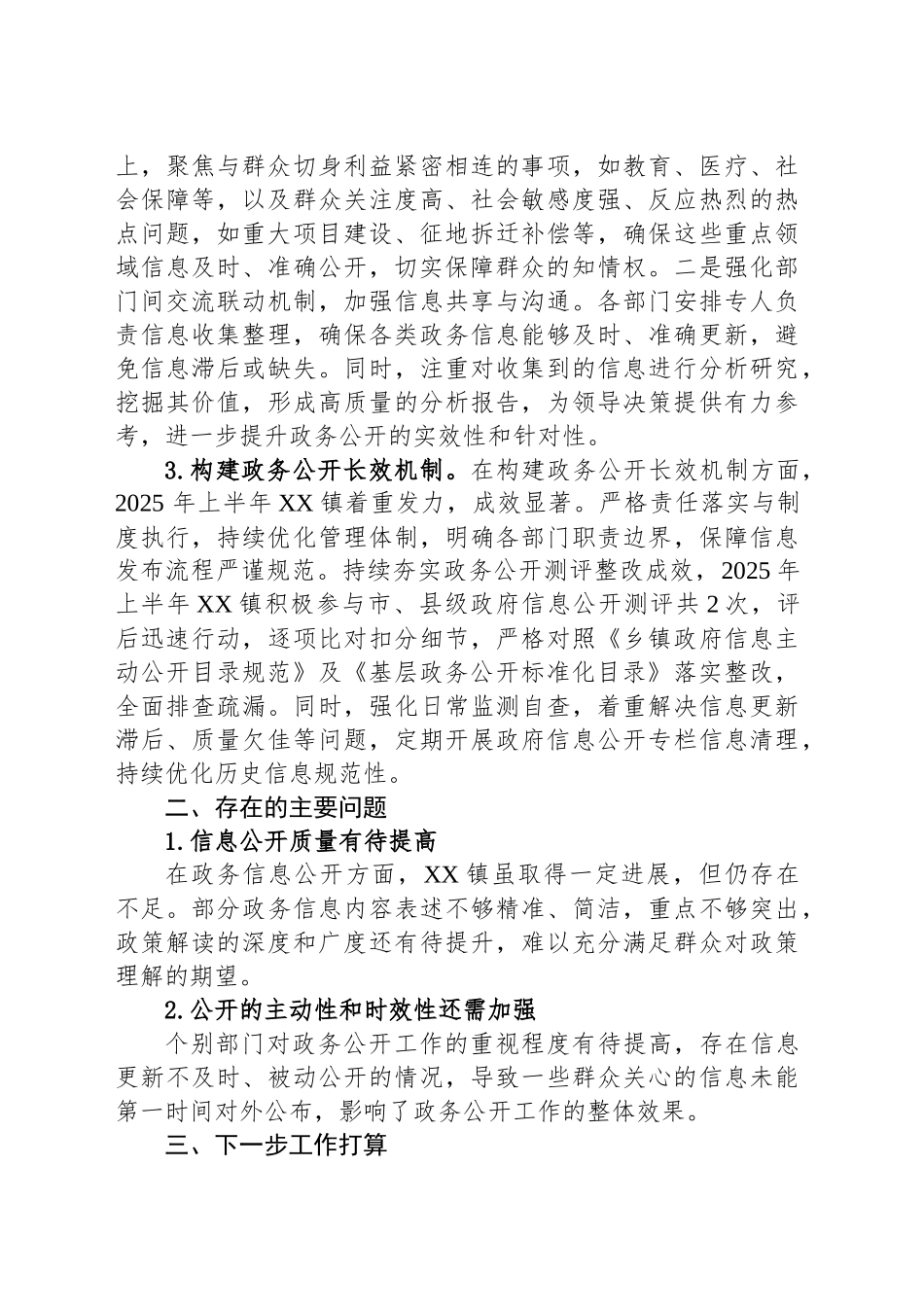 XX镇2025年上半年政务公开工作总结_第2页