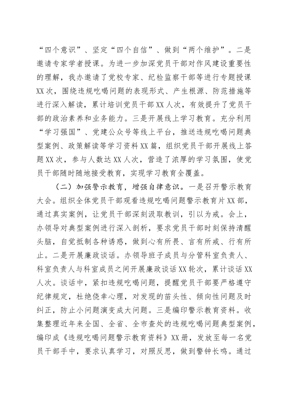 市委办公室关于违规吃喝专项整治工作进展情况汇报_第2页