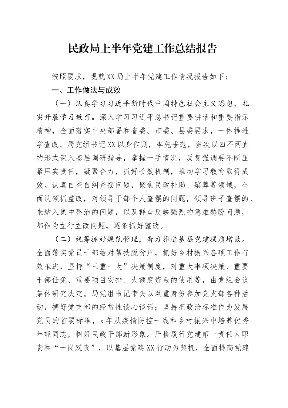 民政局上半年党建工作总结报告_第1页