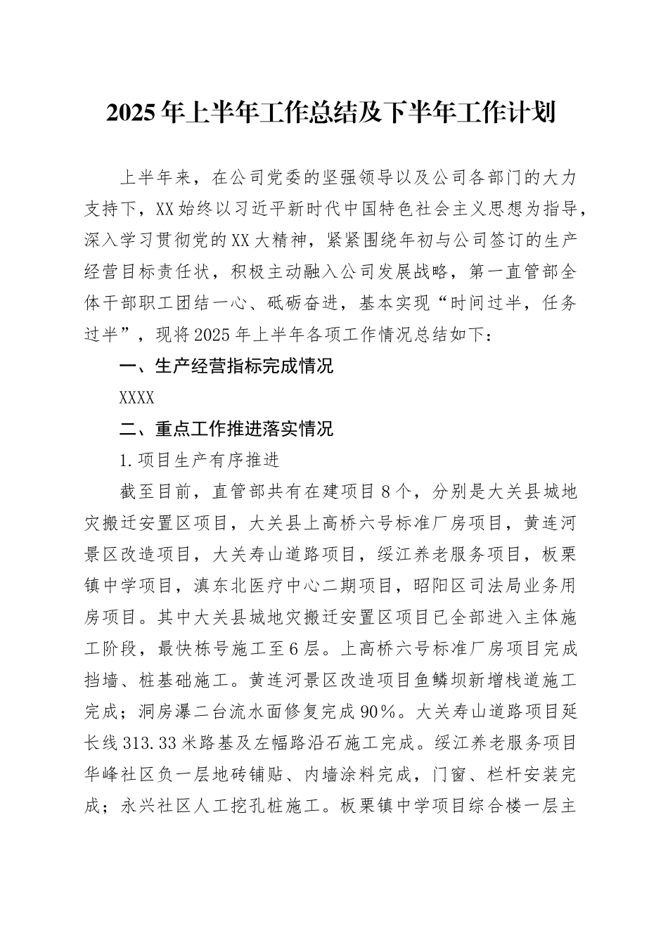 2025年上半年工作总结及下半年工作计划_第1页