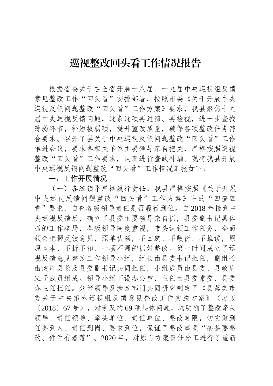 巡视整改回头看工作情况报告汇编（10篇）_第2页