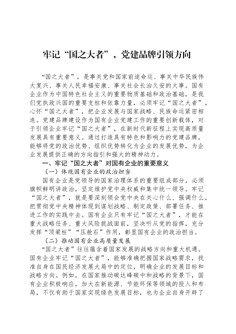 牢记“国之大者”，党建品牌引领方向_第1页