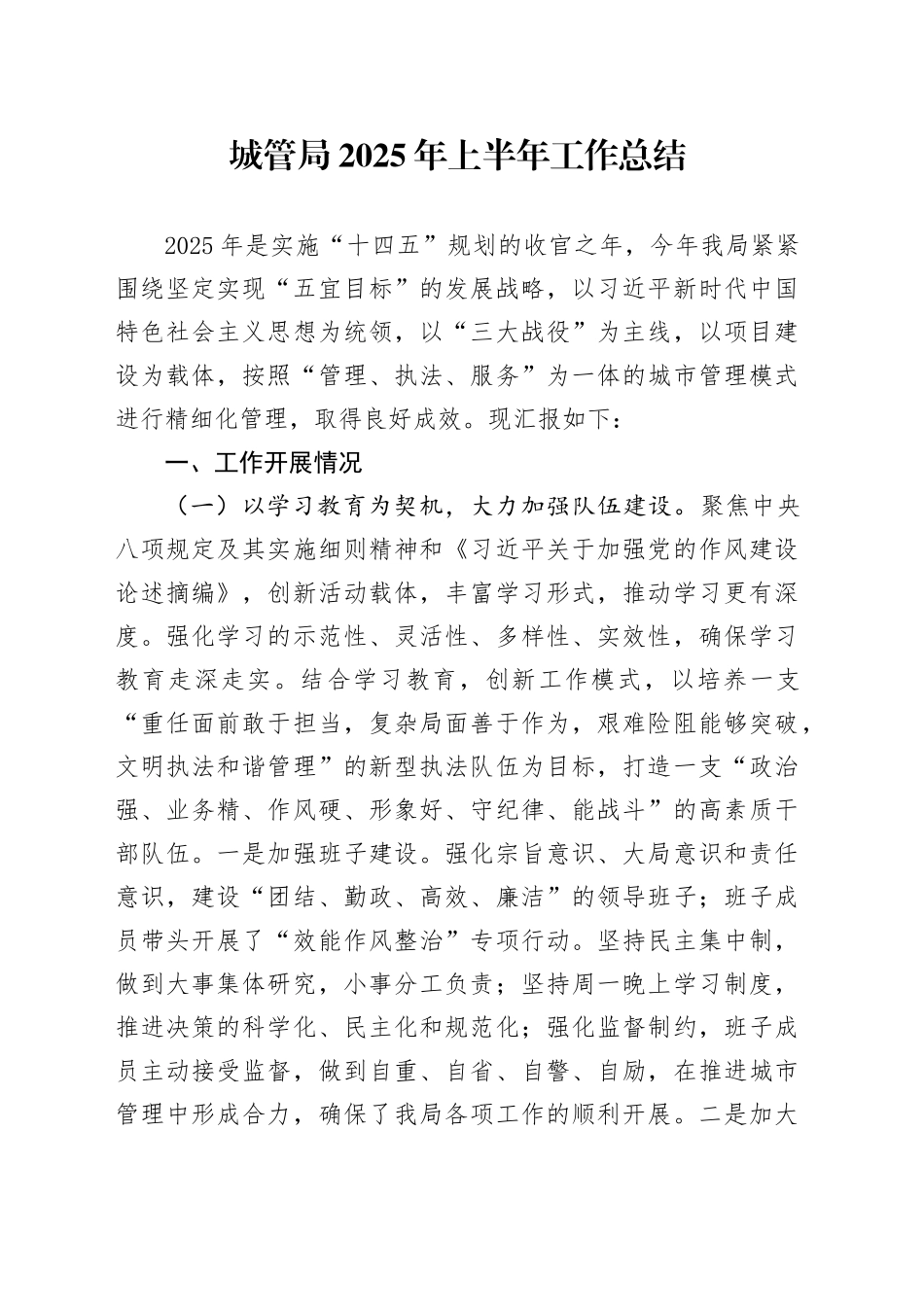 城管局2025年上半年工作总结_第1页