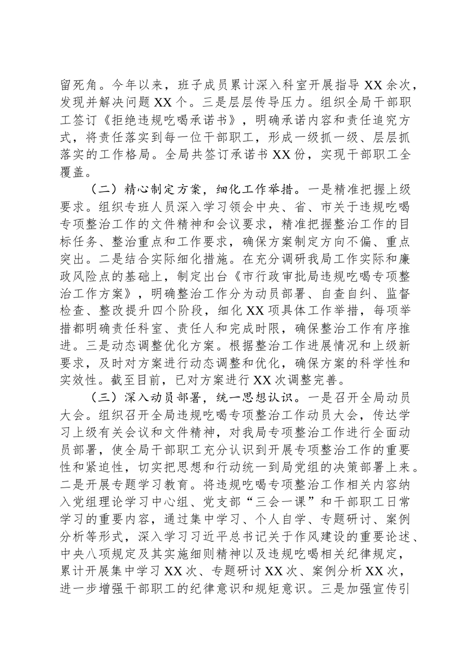 关于违规吃喝专项整治工作进展情况汇报：强作风严纪律，树审批清风_第2页