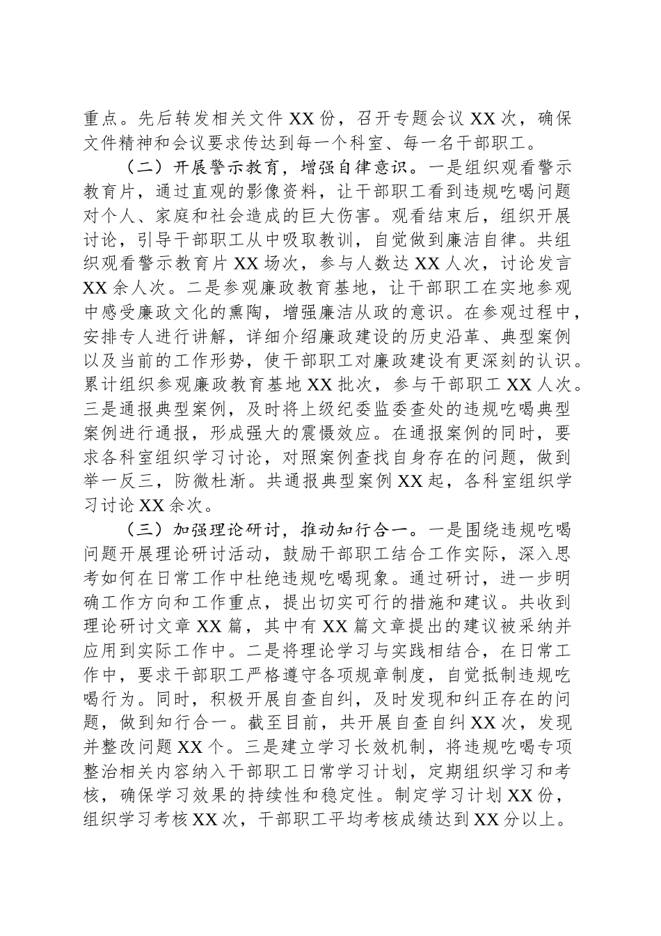 县政协办公室关于违规吃喝专项整治工作进展情况汇报_第2页