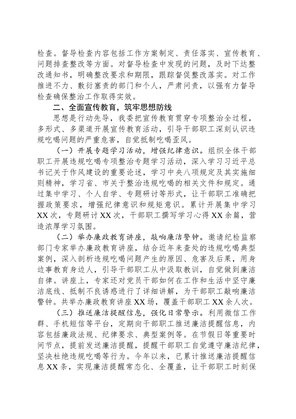 市城市管理执法委员会关于违规吃喝专项整治工作进展情况汇报_第2页