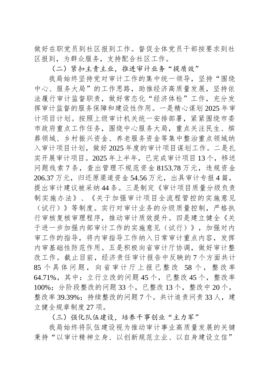 市审计局2025年上半年工作总结及下半年工作计划_第2页