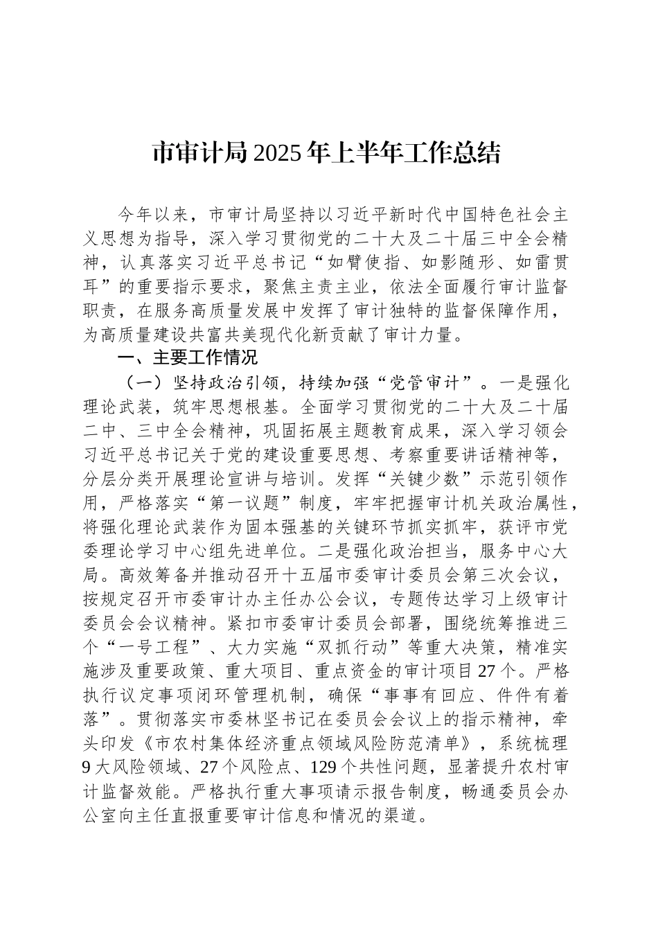 市审计局2025年上半年工作总结_第1页