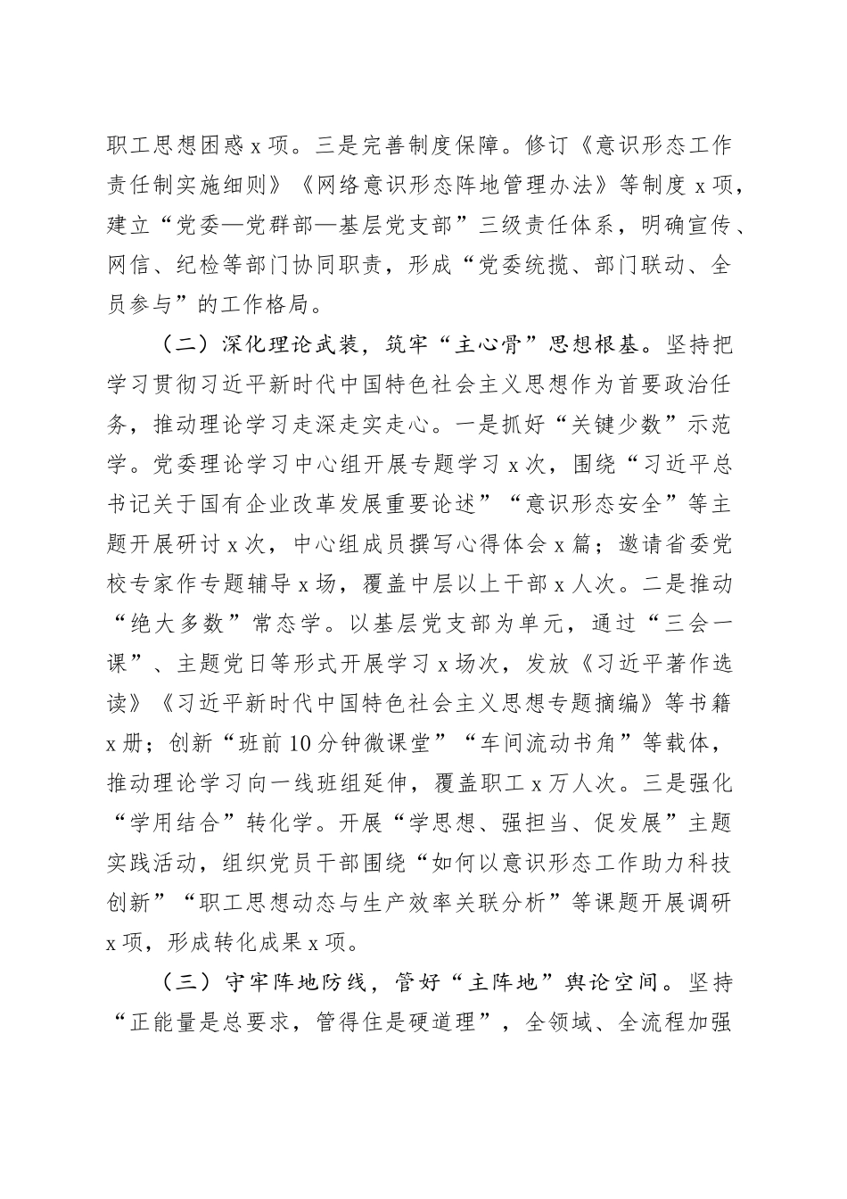 国企2025年上半年落实意识形态工作责任制情况自查报告_1_第2页
