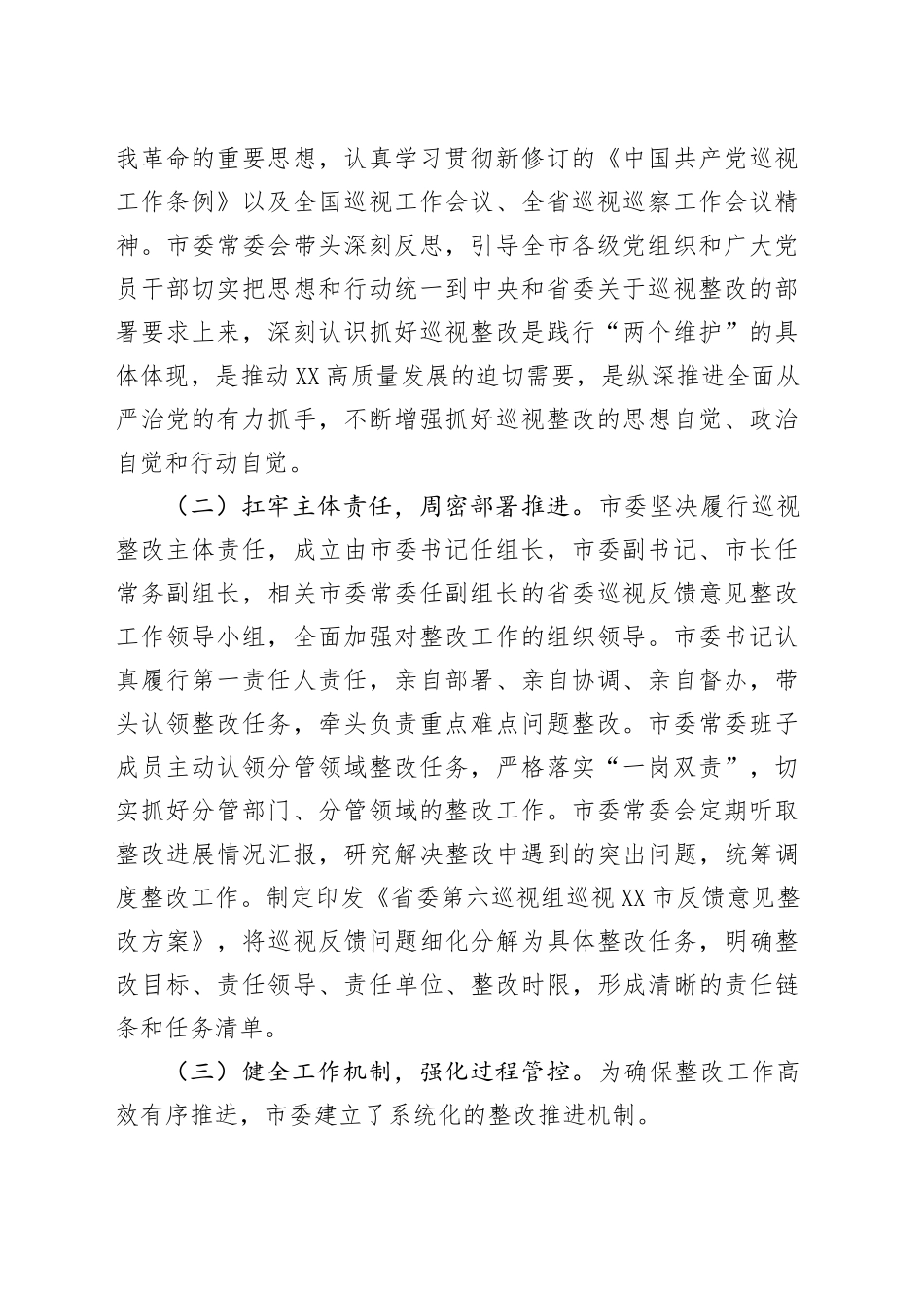 市委关于十一届省委第七轮巡视整改进展情况的报告_第2页
