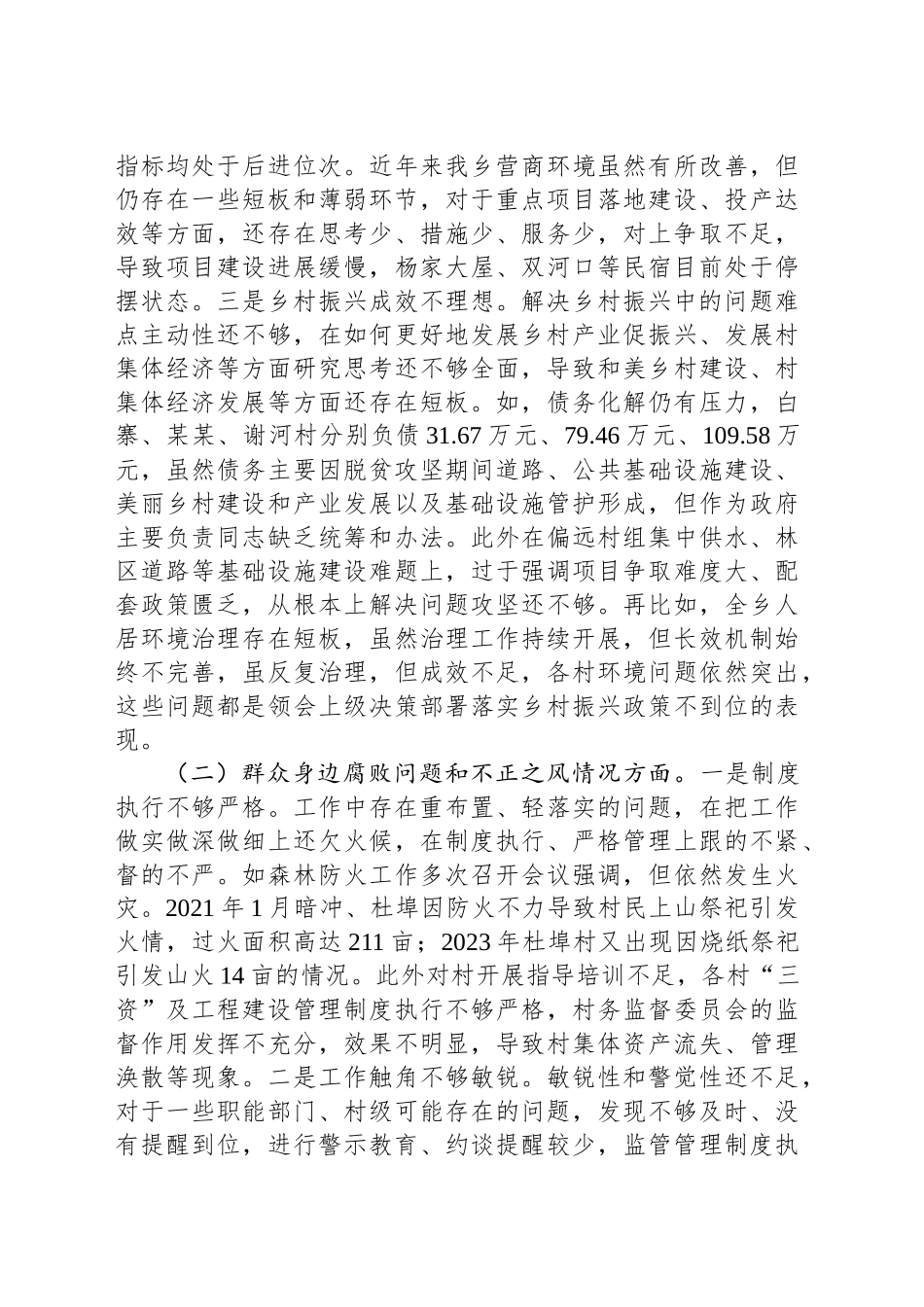 乡长2025年巡察整改专题民主生活会个人发言提纲_第2页
