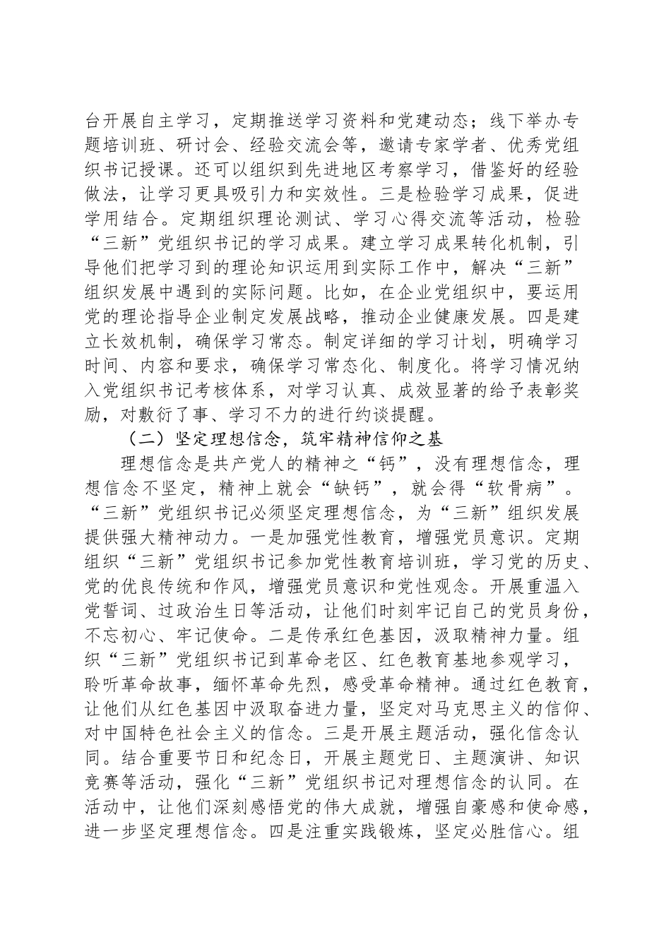 区组织部长在‘三新’党组织书记工作交流会上的讲话_第2页
