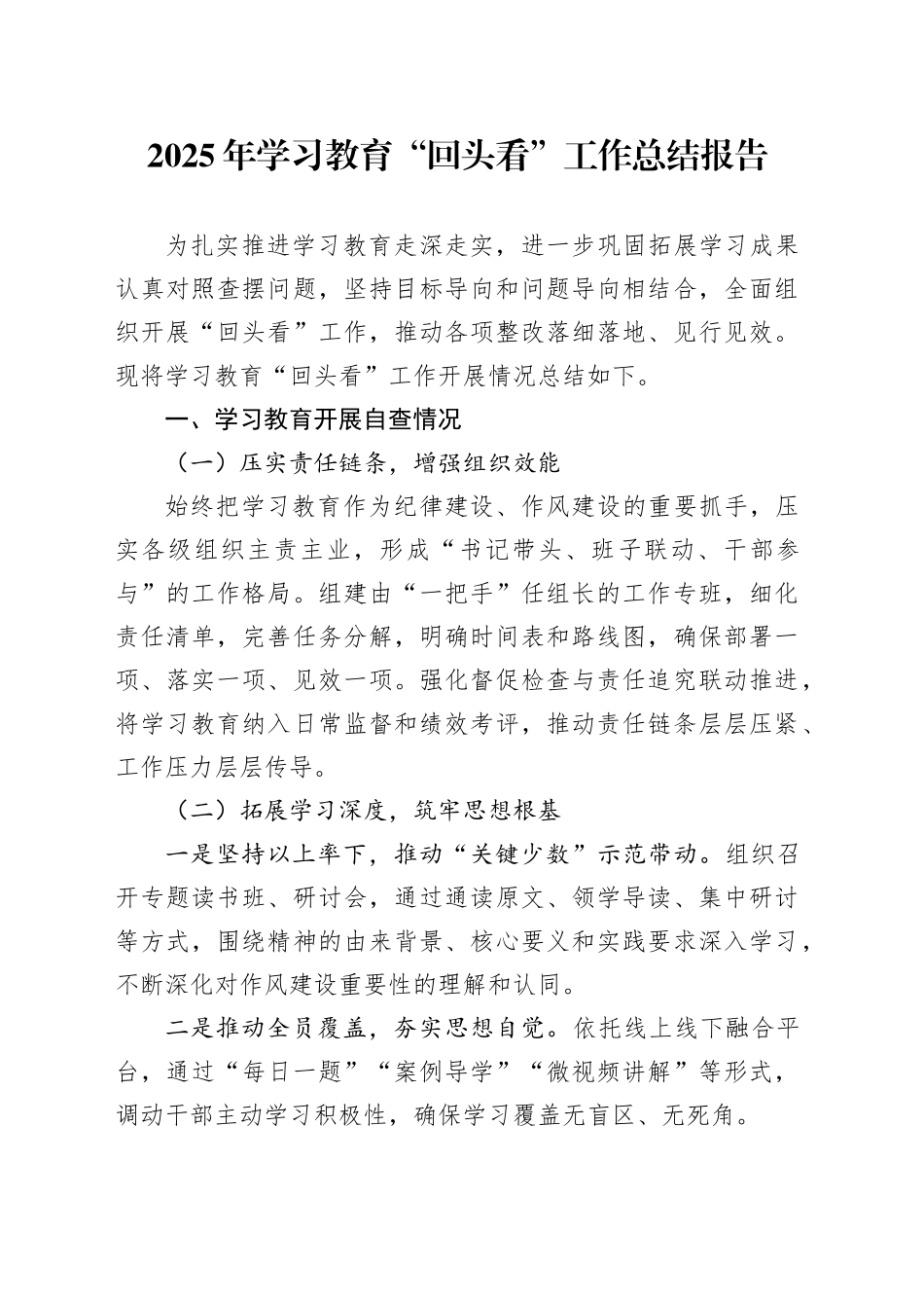 2025年学习教育“回头看”工作总结报告_第1页