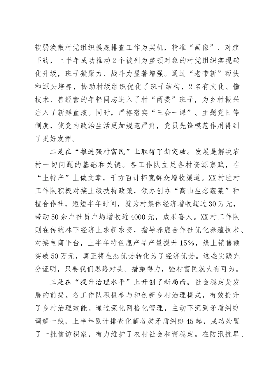 在全镇2025年上半年度驻村工作队工作汇报会议上的讲话_第2页