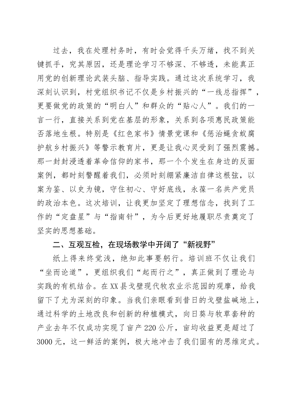 村支部书记参加2025年村党组织书记能力素质提升培训班后的心得体会发言_第2页