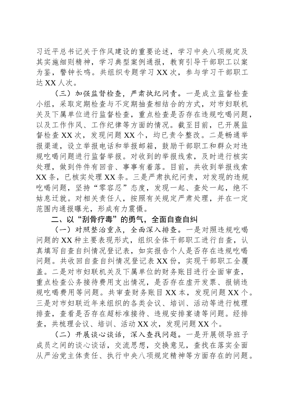 市妇联违规吃喝专项整治工作进展汇报_第2页