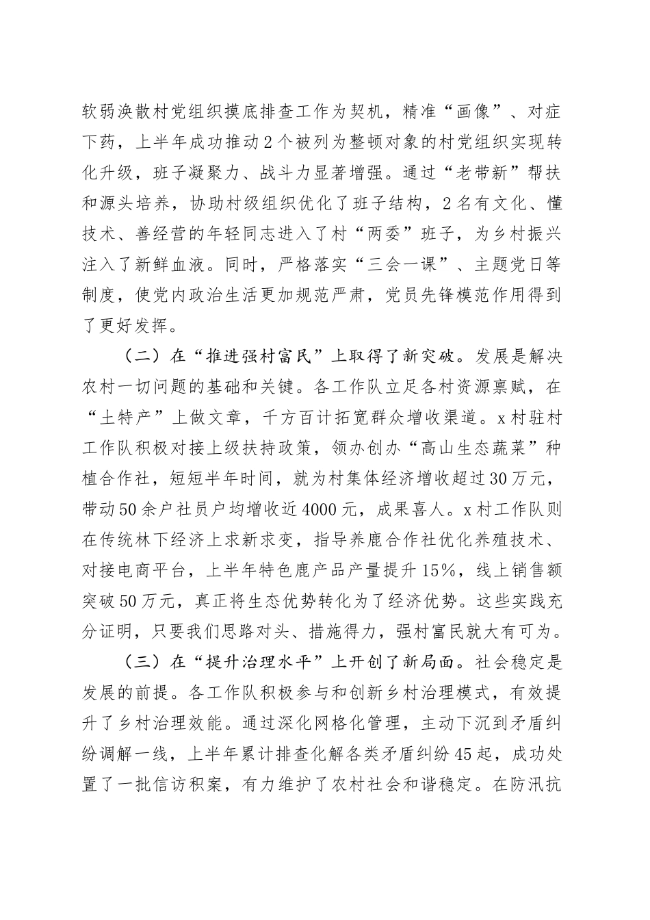 在2025年全镇上半年度驻村工作队工作汇报会议上的讲话_第2页