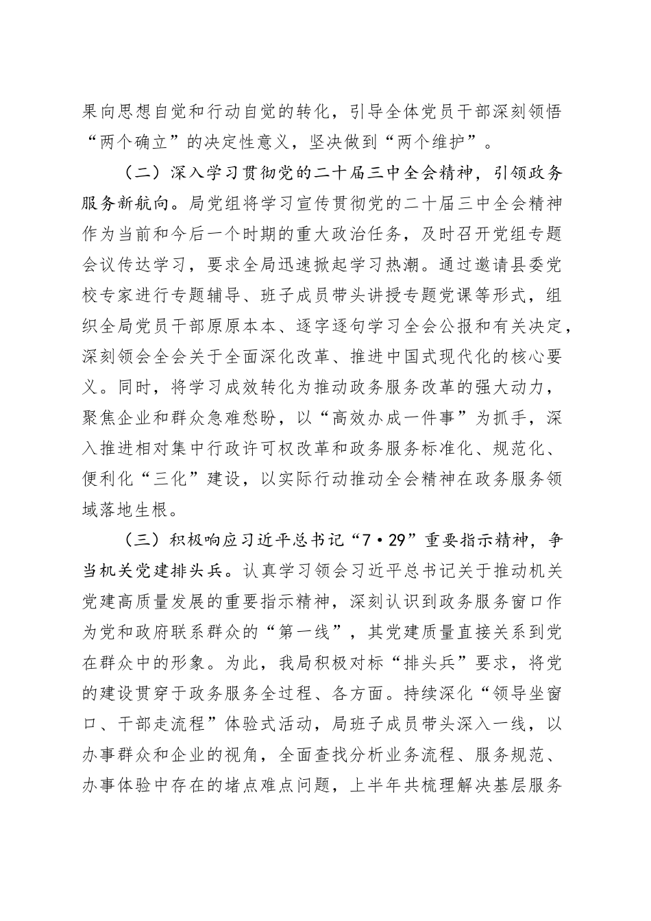 XX县政务服务管理局2025年党建半年工作总结_第2页