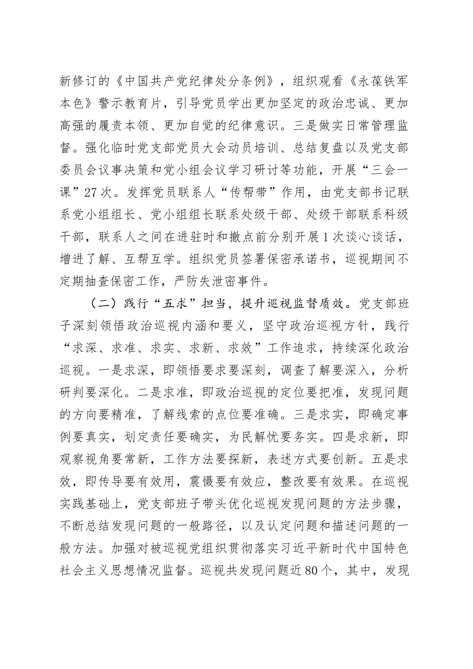 市委第一巡视组党支部2025年上半年党建工作总结_第2页