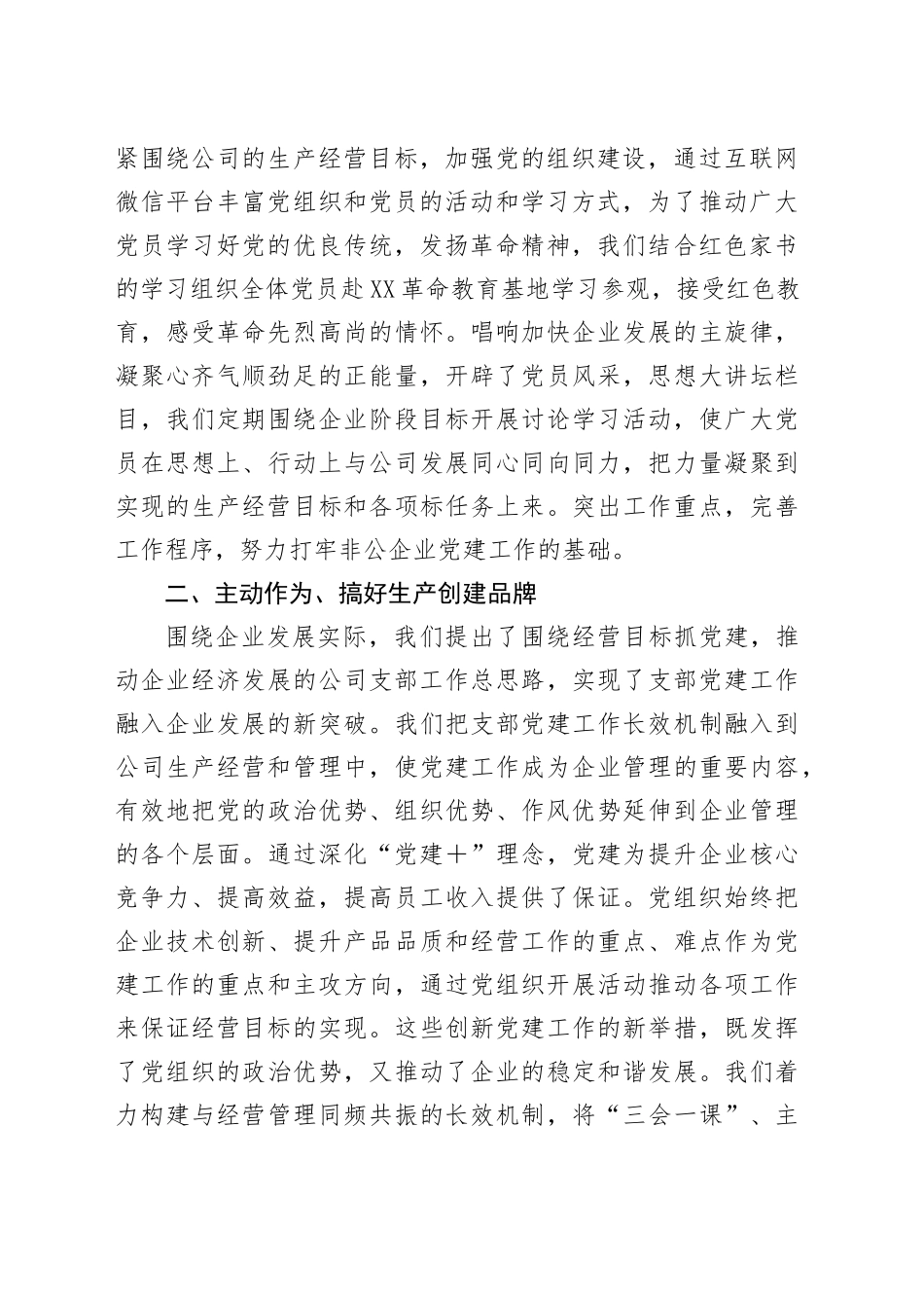 非公企业党支部书记工作汇报_第2页